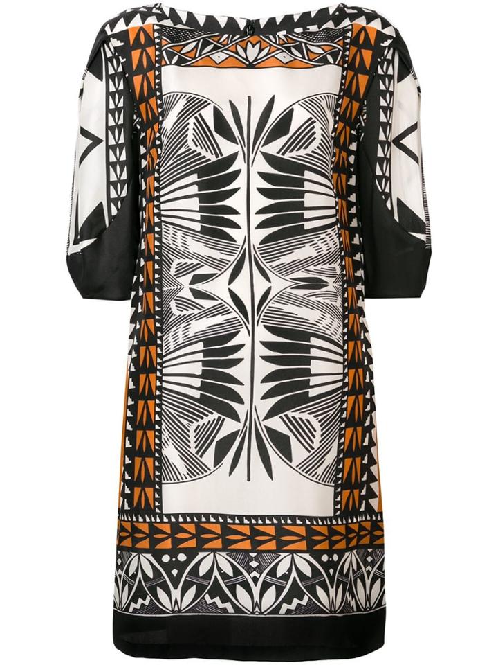Alberta Ferretti Printed Shift Dress - Black