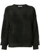Cristaseya Dropped Shoulder Knit Jumper - Black