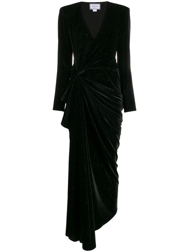 Redemption Asymmetric Twisted-front Sparkle Dress - Black