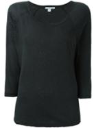 James Perse Three-quarters Sleeve T-shirt, Women's, Size: 0, Grey, Linen/flax