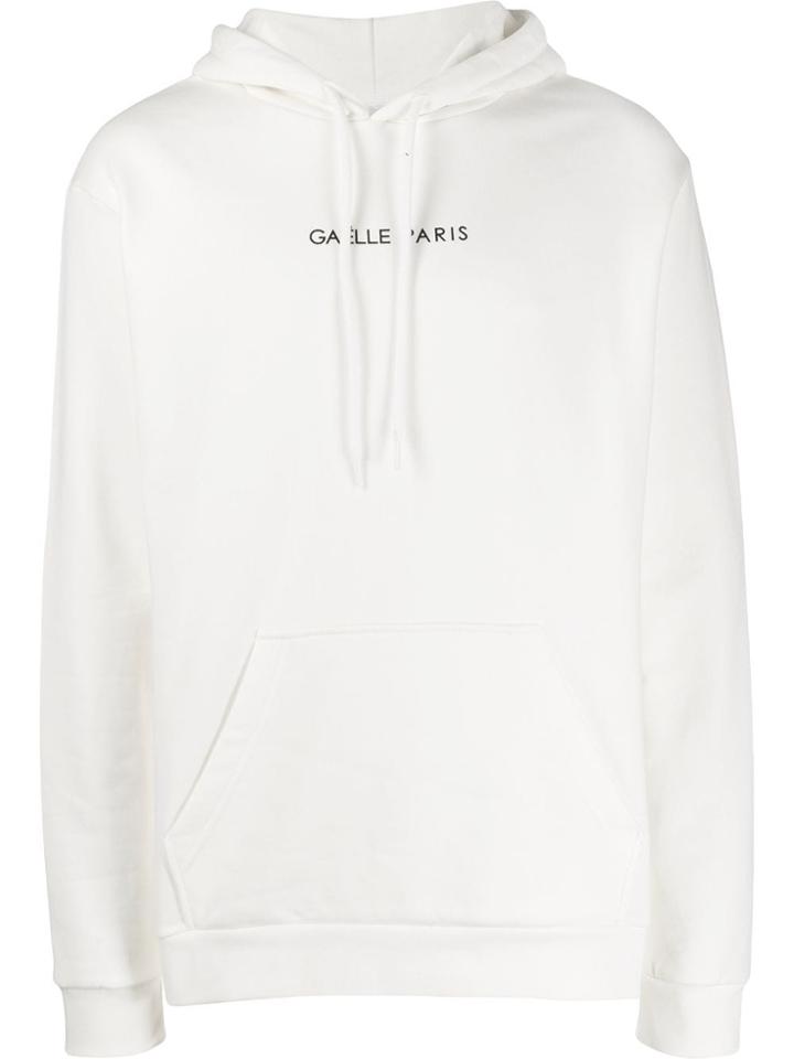 Gaelle Bonheur Logo Drawstring Hoodie - White