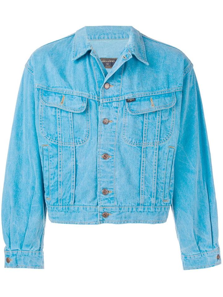 Valentino Vintage 1990's Cropped Denim Jacket - Blue