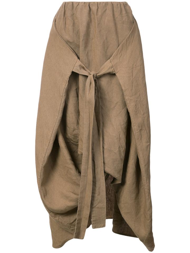Urban Zen Front-tied Midi Skirt - Brown