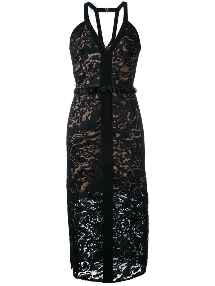 Ginger & Smart 'orbital' V-neck Dress, Women's, Size: 10, Black, Nylon/polyester