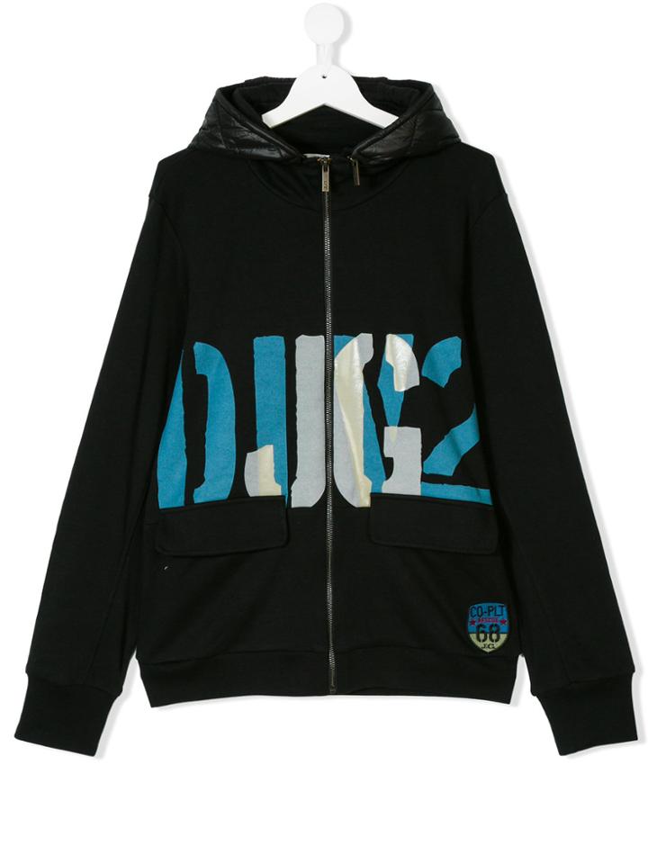 John Galliano Kids Printed Zip Hoodie - Black