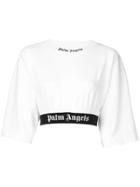 Palm Angels Cropped Logo Print T-shirt - White