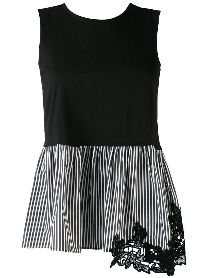 P.a.r.o.s.h. - Poplin-panelled Top - Women - Cotton - Xs, Black, Cotton