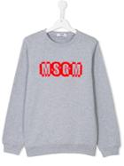 Msgm Kids Logo Print Sweatshirt, Girl's, Size: 14 Yrs, Grey