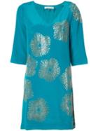 Trina Turk - Metallic Print Shift Dress - Women - Silk/polyester - 6, Women's, Blue, Silk/polyester