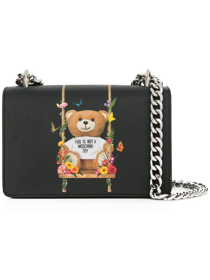 Moschino Toy Bear Print Shoulder Bag - Black