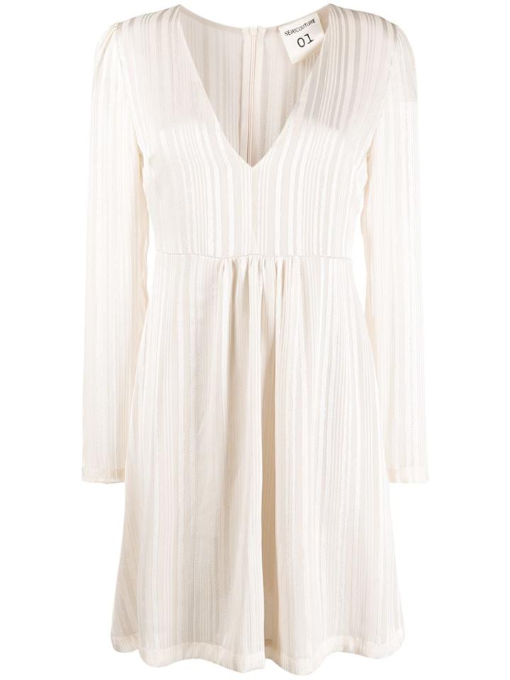 Semicouture Striped Flared Dress - Neutrals