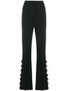 David Koma Flared Button Trousers - Black