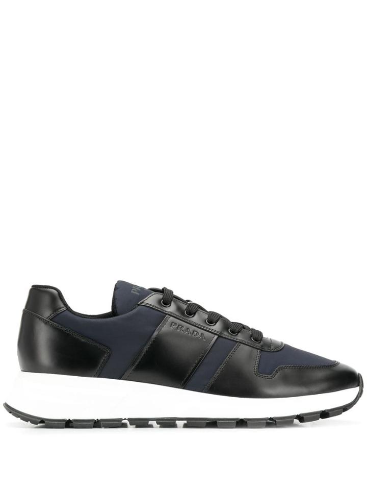 Prada Mixed Fabric Low-top Sneakers - Blue