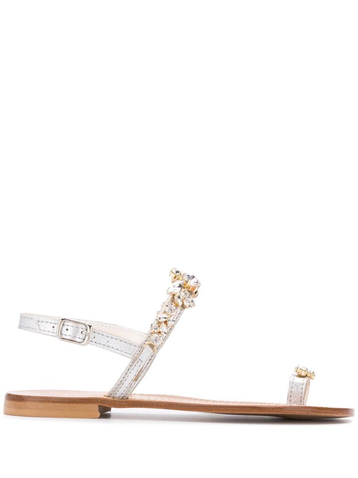 Fabio Rusconi Crystal Embellished Flat Sandals - Silver