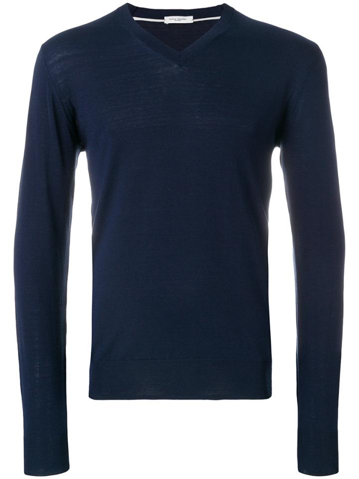 Paolo Pecora V-neck Jumper - Blue