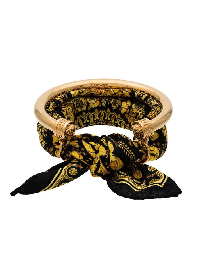 Versace Yellow And Black Metallic Gold Handkerchief Bracelet
