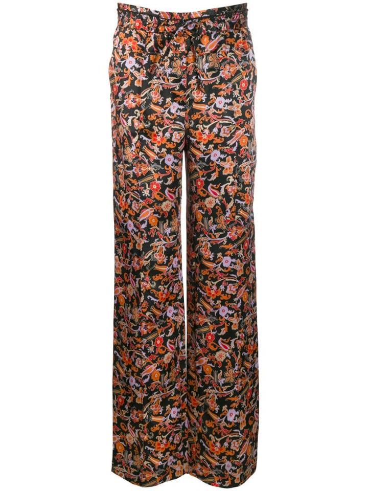 Derek Lam 10 Crosby Drawstring Waist Paisley Print Pajama Pant - Black