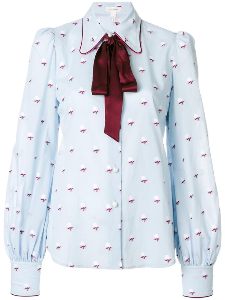 Marc Jacobs Rose Fil Coupe Tie Neck Blouse - Blue
