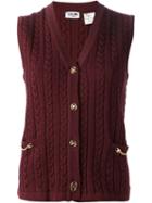 Céline Vintage Cable Knit Gilet, Women's, Size: 38, Red