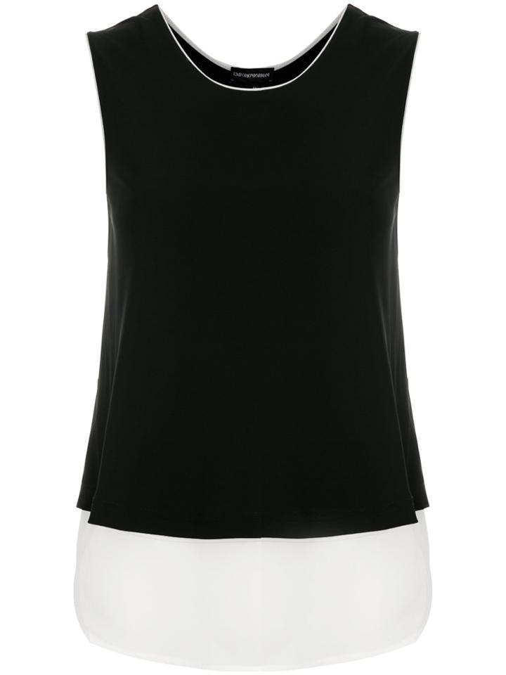 Emporio Armani Contrast-trim Layered Tank Top - Black