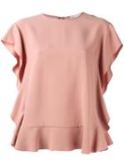 Red Valentino Ruffled Blouse, Women's, Size: 46, Pink/purple, Acetate/viscose