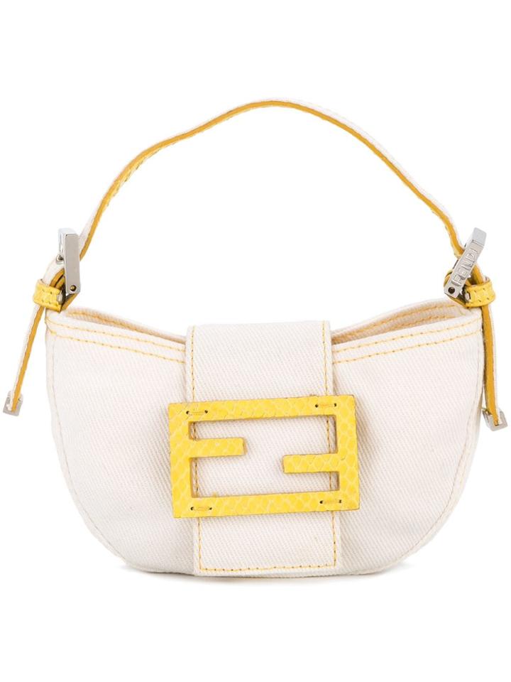 Fendi Vintage Denim Mini Baguette Bag - White