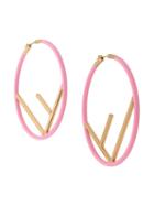 Fendi F Logo Hoop Earrings - Pink