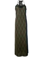 Circus Hotel - Lace Trim Knitted Maxi Dress - Women - Polyester/viscose - 42, Blue, Polyester/viscose