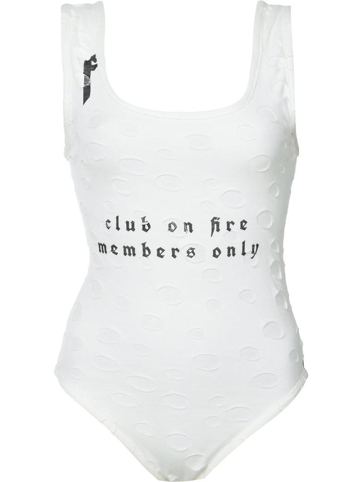Area Di Barbara Bologna - 'words' Bodysuit - Women - Cotton - S, Women's, White, Cotton