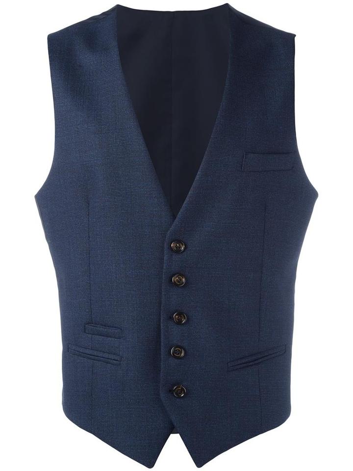 Eleventy Classic Waistcoat, Men's, Size: 48, Blue, Spandex/elastane/wool