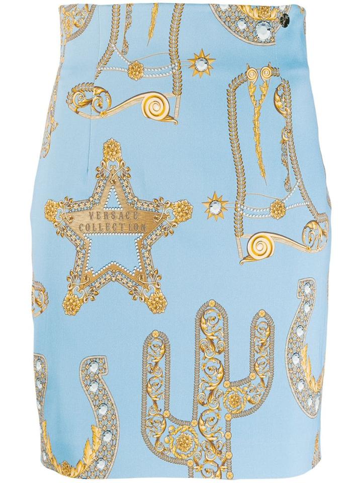 Versace Collection Mid Rise Studded Skinny Jeans - Blue