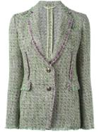 Etro Tweed Blazer, Women's, Size: 46, Green, Silk/cotton/linen/flax/acetate