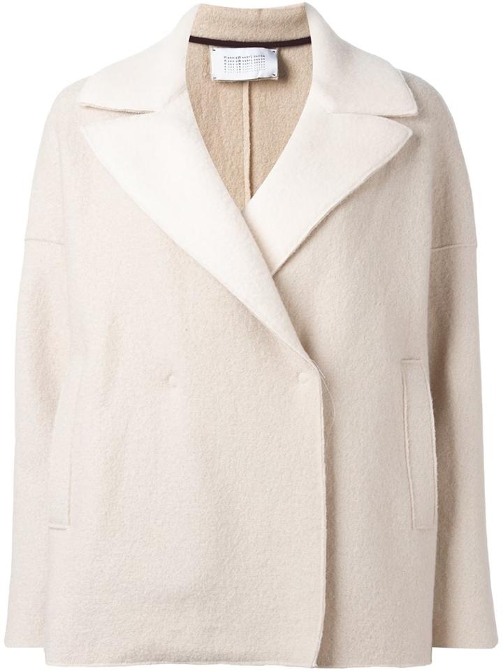 Harris Wharf London Shearling Lined Boiled Wool Jacket, Women's, Size: Small, Nude/neutrals, Sheep Skin/shearling/virgin Wool