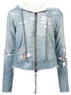 Greg Lauren Cropped Denim Jacket - Blue