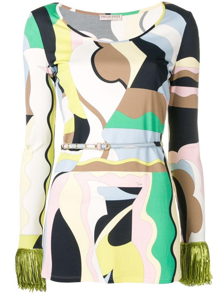 Emilio Pucci Vallauris Print Fringed Top - Yellow