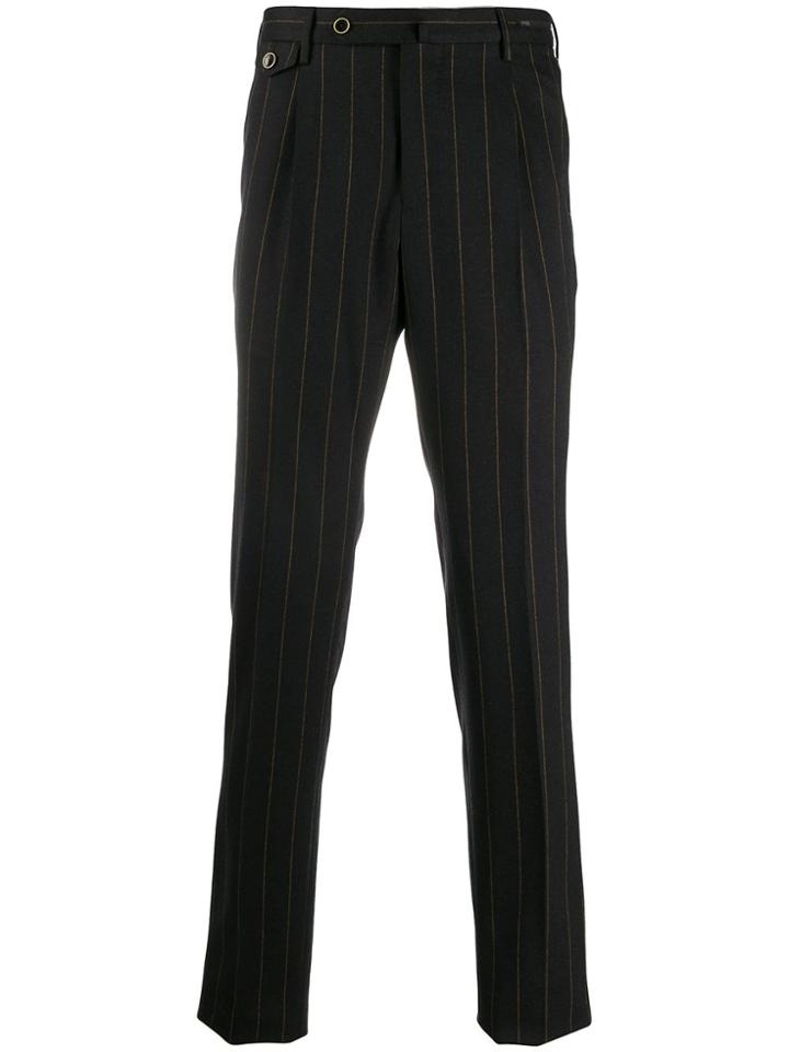 Pt01 Gentleman-fit Striped Trousers - Brown