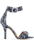 Paris Texas Leopard Print Sandals - Blue