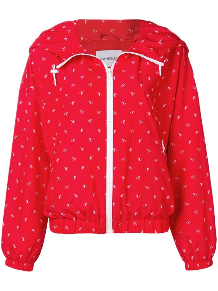 Calvin Klein Jeans Monogram Print Bomber Jacket - Red