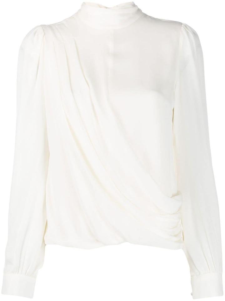 Michael Michael Kors Wrap-style Long Sleeve Blouse - Neutrals