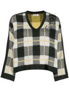 Liu Jo Embellished Plaid Jumper - Black