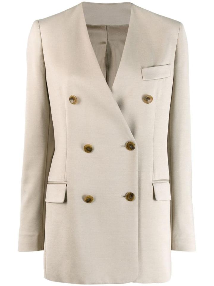 Joseph Double Breasted Collarless Blazer - Neutrals