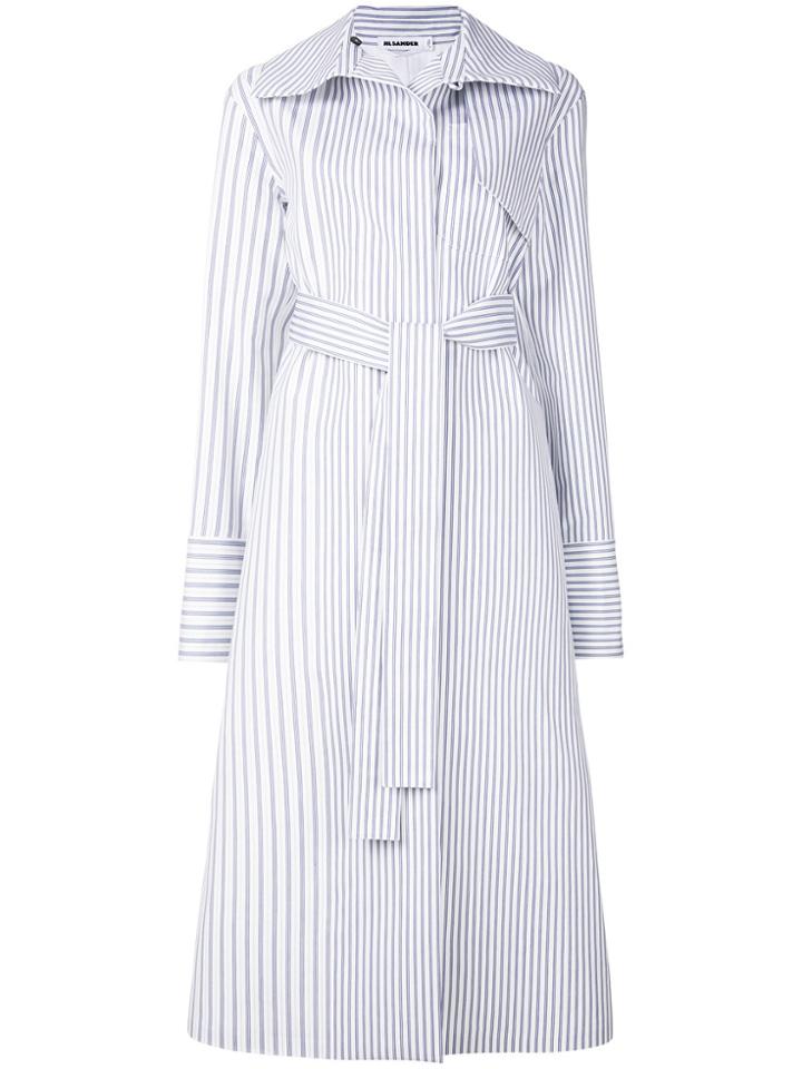 Jil Sander Striped Boxy Trench Coat - Blue