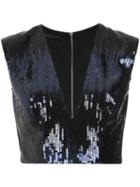 Giuliana Romanno - Sequin Cropped Top - Women - Polyester/spandex/elastane - 38, Black, Polyester/spandex/elastane
