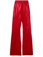 Off-white - Flared Side-slit Trousers - Women - Lamb Skin - S, Red, Lamb Skin