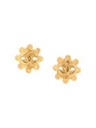 Chanel Pre-owned Flower Logo Earrings - Gold