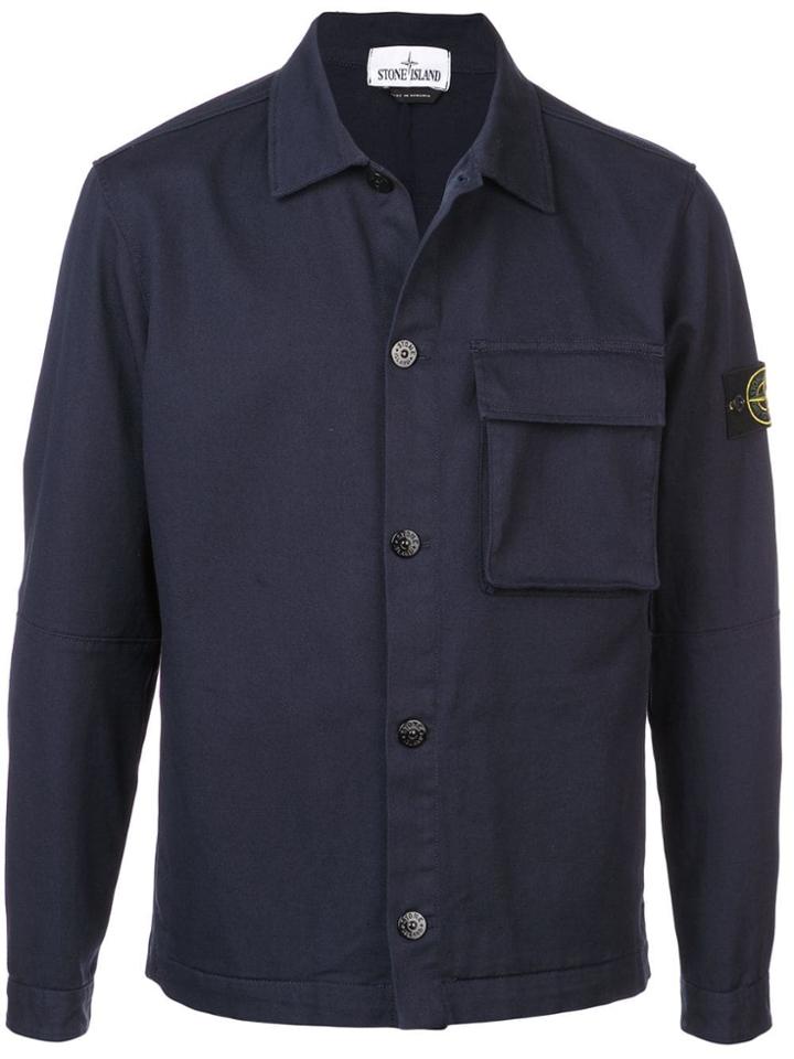 Stone Island Logo Patch Shirt - Blue