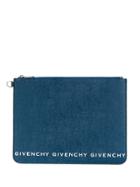 Givenchy Multi Logo Leather Pouch - Blue