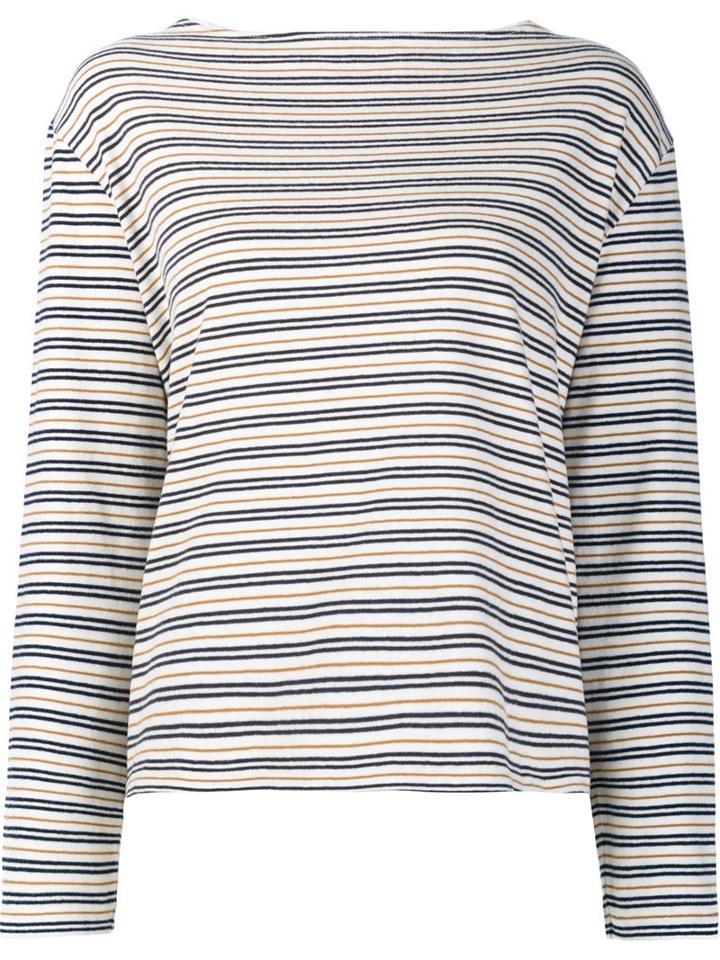 Wood Wood Striped Longlseeved T-shirt, Women's, Size: Large, White, Cotton