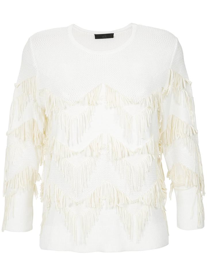 Nk Fringed Knit Blouse - White