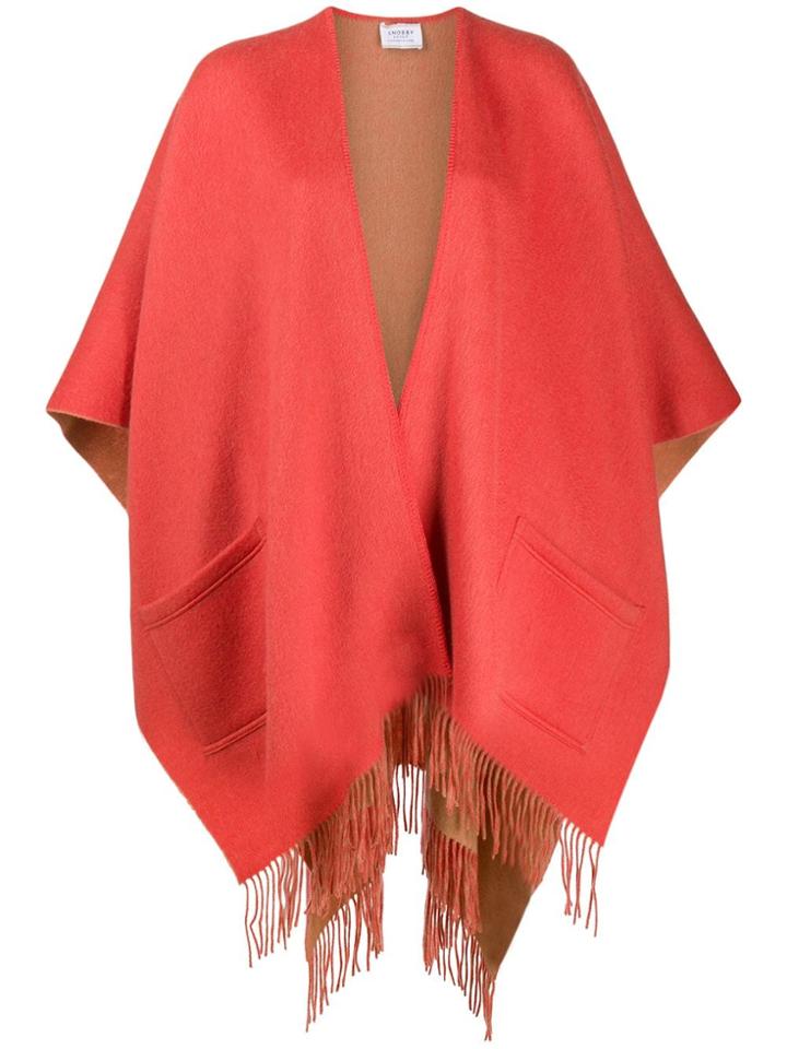Snobby Sheep Colour Block Frayed Cardi-coat - Orange